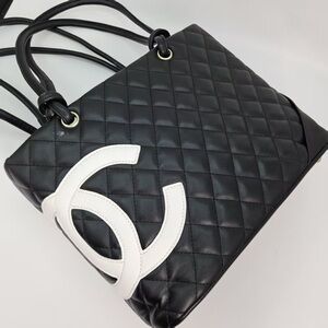 CHANEL Black and White Quilted Tote